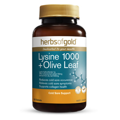 Herbs of Gold Lysine 1000 + Olive Leaf 100 Tablets