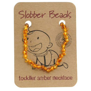 Slobber Beads Toddler Amber Necklace Honey Round 35-36cm
