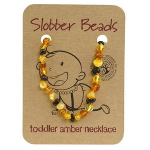 Slobber Beads Toddler Amber Necklace Multi Round 35-36cm