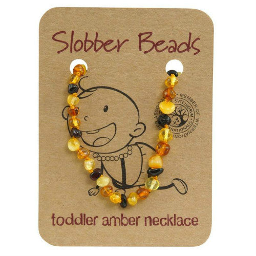 Slobber Beads Toddler Amber Necklace Multi Round 35-36cm